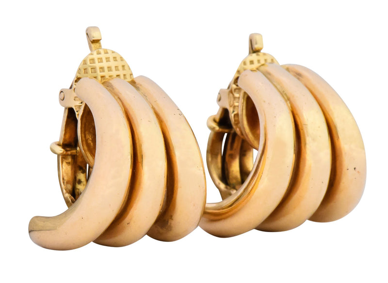 Tiffany & Co. Vintage 14 Karat Gold J Hoop Ear-Clip Earrings - Wilson's Estate Jewelry