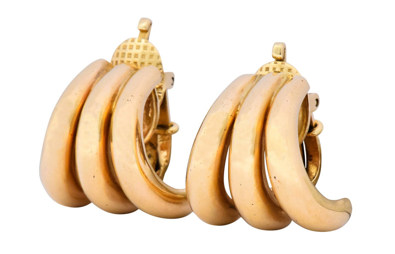 Tiffany & Co. Vintage 14 Karat Gold J Hoop Ear-Clip Earrings - Wilson's Estate Jewelry
