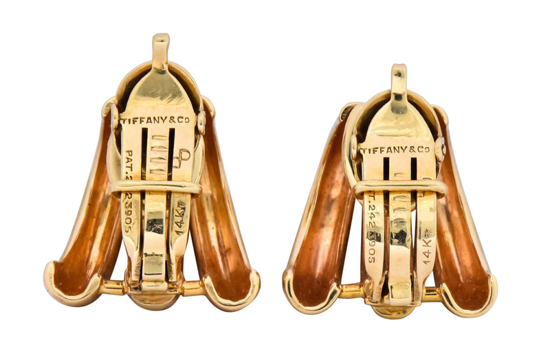 Tiffany & Co. Vintage 14 Karat Gold J Hoop Ear-Clip Earrings - Wilson's Estate Jewelry