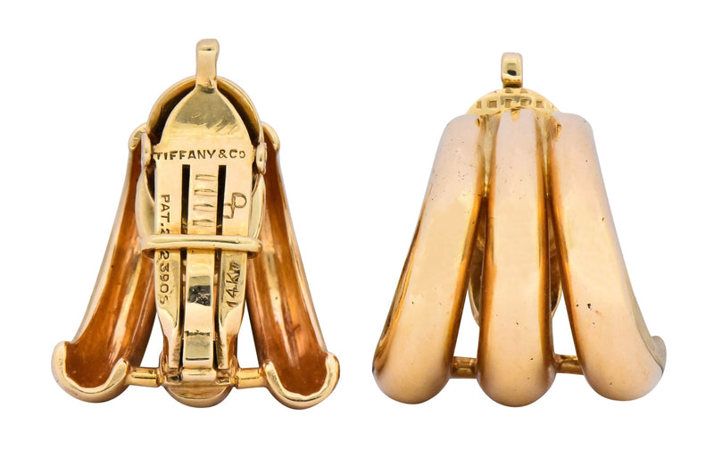 Tiffany & Co. Vintage 14 Karat Gold J Hoop Ear-Clip Earrings - Wilson's Estate Jewelry