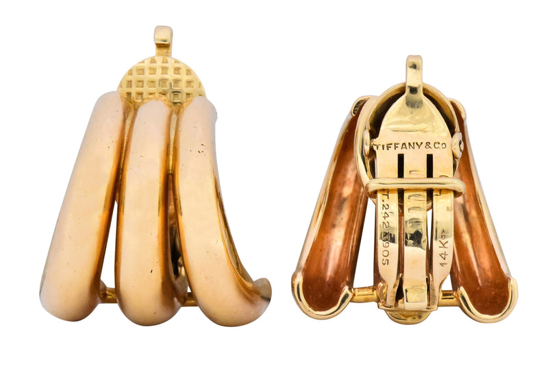 Tiffany & Co. Vintage 14 Karat Gold J Hoop Ear-Clip Earrings - Wilson's Estate Jewelry
