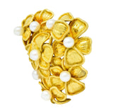 Tiffany & Co. Vintage 1970 Pearl 18 Karat Gold Floral Heart Brooch - Wilson's Estate Jewelry
