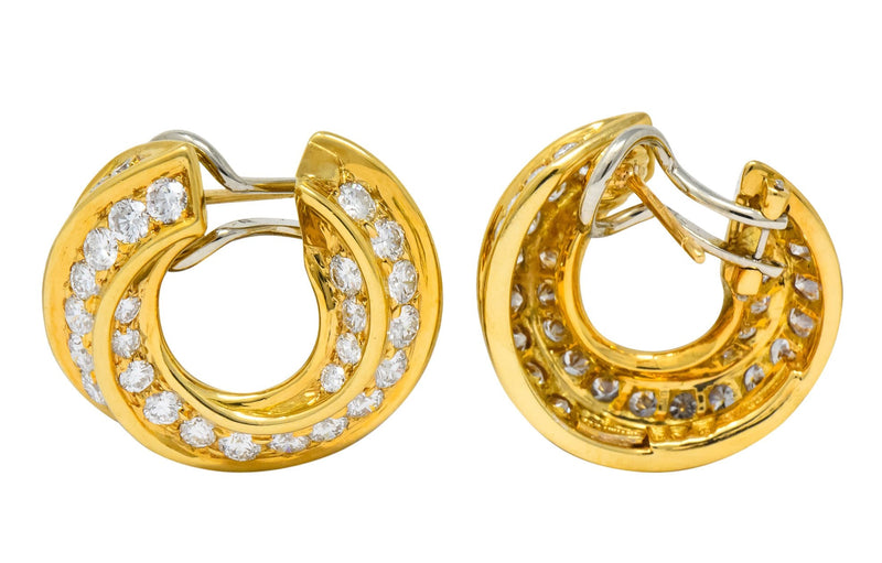 Tiffany & Co. Vintage 3.48 CTW Diamond 18 Karat Gold Hoop Swirl Earrings - Wilson's Estate Jewelry
