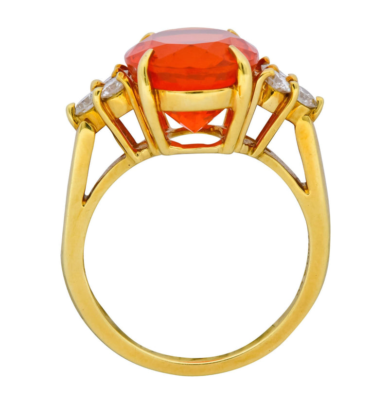 Tiffany & Co. Vintage 4.86 CTW Fire Opal Diamond 18 Karat Gold Ring - Wilson's Estate Jewelry