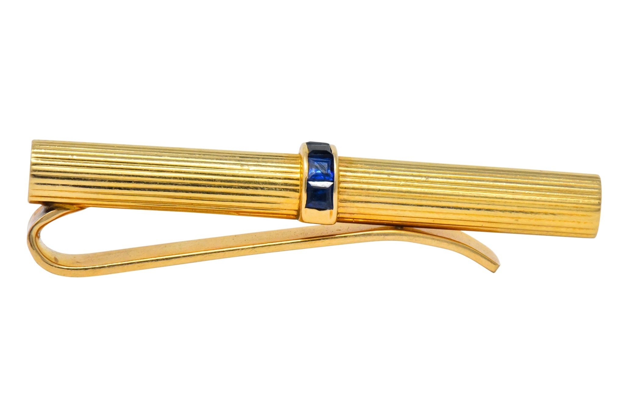Tiffany & Co. Vintage Sapphire 14 Karat Gold Men's Tie Clip - Wilson's Estate Jewelry