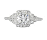 Traub Art Deco 0.85 CTW Diamond Platinum Engagement Ring - Wilson's Estate Jewelry