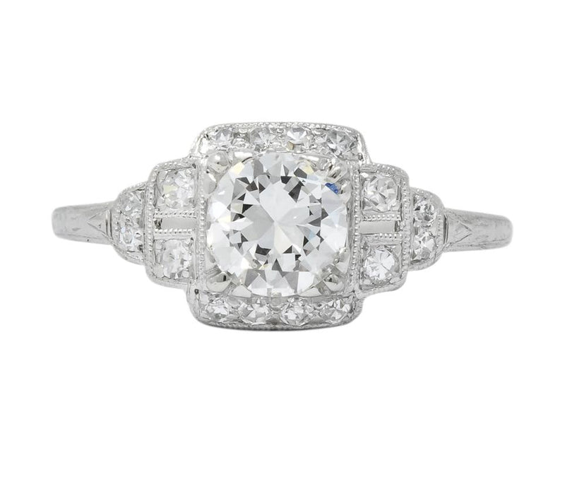 Traub Art Deco 0.85 CTW Diamond Platinum Engagement Ring - Wilson's Estate Jewelry