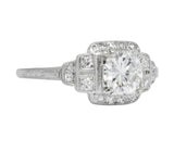Traub Art Deco 0.85 CTW Diamond Platinum Engagement Ring - Wilson's Estate Jewelry