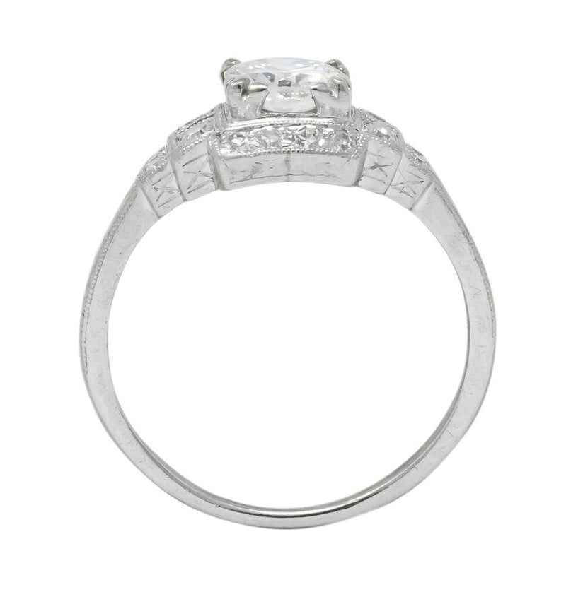 Traub Art Deco 0.85 CTW Diamond Platinum Engagement Ring - Wilson's Estate Jewelry