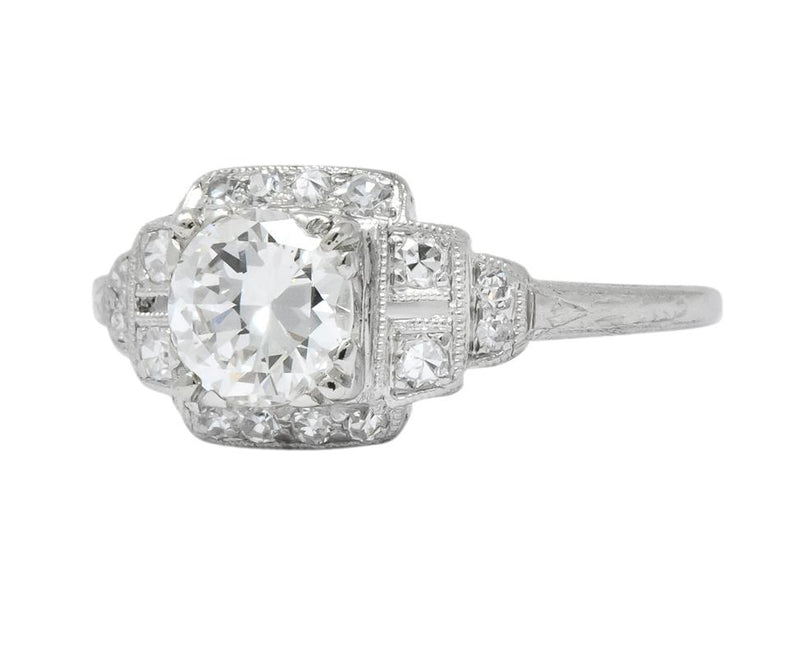 Traub Art Deco 0.85 CTW Diamond Platinum Engagement Ring - Wilson's Estate Jewelry