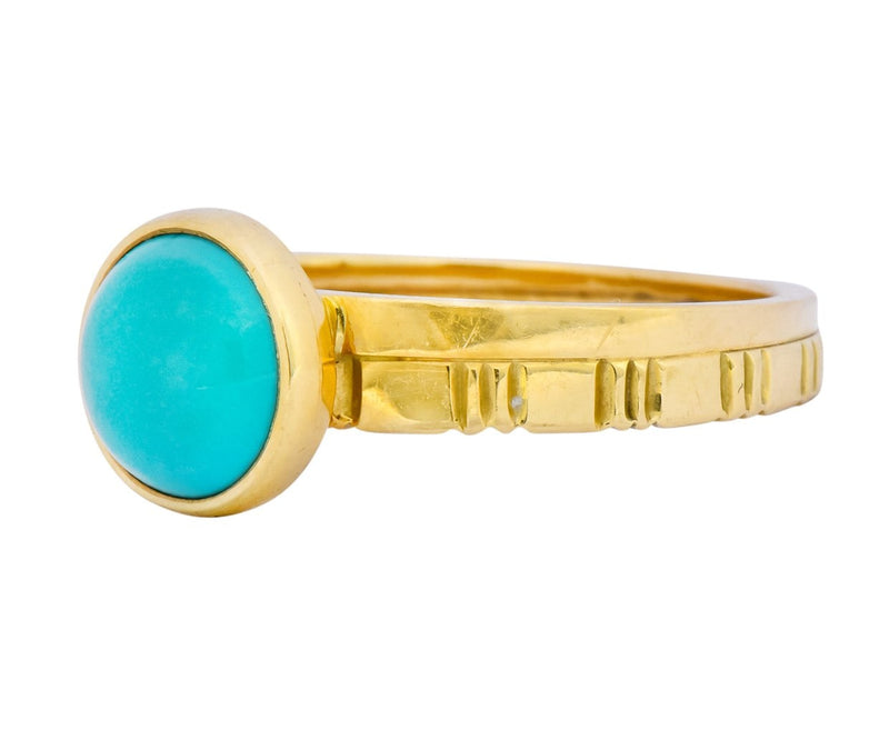 Turquoise 18 Karat Gold Stacking Ring - Wilson's Estate Jewelry