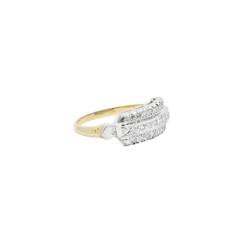 Understated .20 CTW Diamond & 14K Gold Two-Tone Retro Ring Wilson's Estate Jewelry