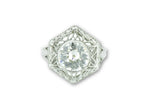 Unique Art Deco 1.19 Carats Old European Diamond Platinum Alternative Ring GIA Wilson's Estate Jewelry