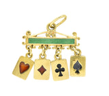 Unique Victorian Enamel 18 Karat Gold Playing Cards Charm Wilson's Estate Jewelry