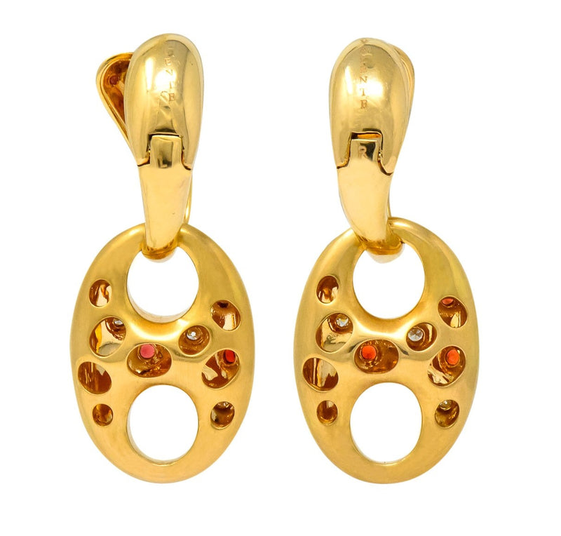 Valente Milano Diamond Ruby 18 Karat Gold Italian Earrings - Wilson's Estate Jewelry