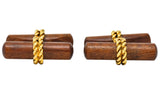 Van Cleef and Arpels New York 18 Karat Gold Wooden Men's Cufflinks - Wilson's Estate Jewelry