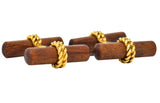 Van Cleef and Arpels New York 18 Karat Gold Wooden Men's Cufflinks - Wilson's Estate Jewelry