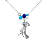 Van Cleef & Arpels Diamond Lapis Turquoise 18 Karat White Gold Romance A Paris Necklace - Wilson's Estate Jewelry