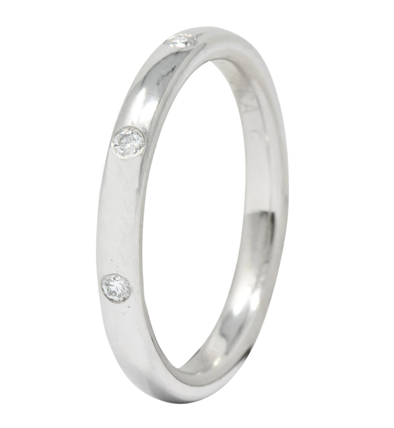 Van Cleef & Arpels Diamond Platinum Three Stone Band Ring - Wilson's Estate Jewelry