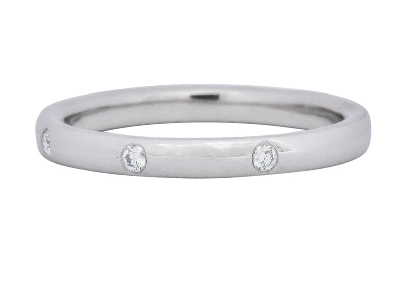 Van Cleef & Arpels Diamond Platinum Three Stone Band Ring - Wilson's Estate Jewelry