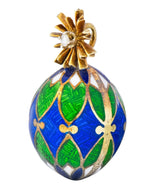 Van Cleef & Arpels Enamel Diamond 14 Karat Gold Egg Pendant Charm - Wilson's Estate Jewelry