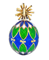 Van Cleef & Arpels Enamel Diamond 14 Karat Gold Egg Pendant Charm - Wilson's Estate Jewelry