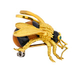 Van Cleef & Arpels French 1970's Vintage Onyx Amber Chrysoprase 18 Karat Gold Bee Bug Brooch - Wilson's Estate Jewelry