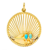 Van Cleef & Arpels Turquoise 18 Karat Gold Love Bird French Charm Circa 1950 - Wilson's Estate Jewelry