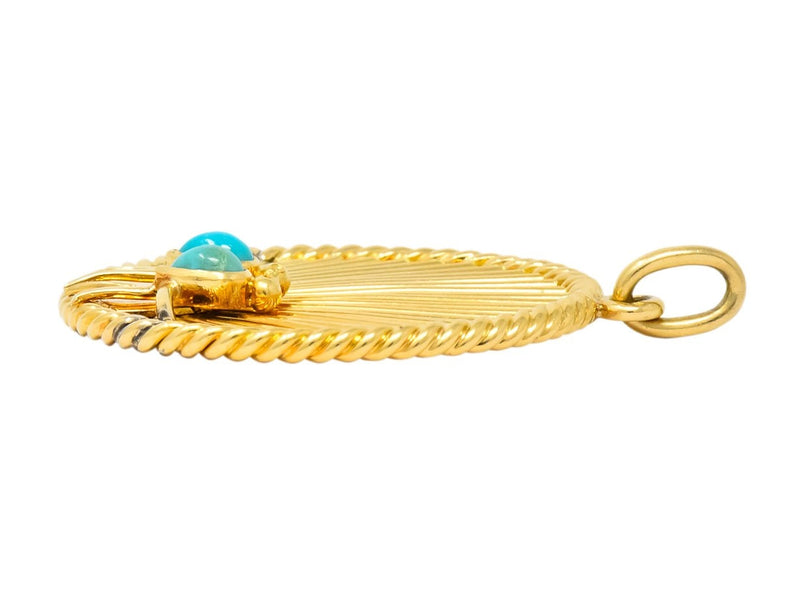 Van Cleef & Arpels Turquoise 18 Karat Gold Love Bird French Charm Circa 1950 - Wilson's Estate Jewelry
