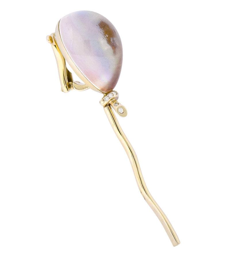 Vhernier Diamond Rock Crystal Mother-of-Pearl 18 Karat Gold Balloon Palloncino Ear-Clips Earrings - Wilson's Estate Jewelry