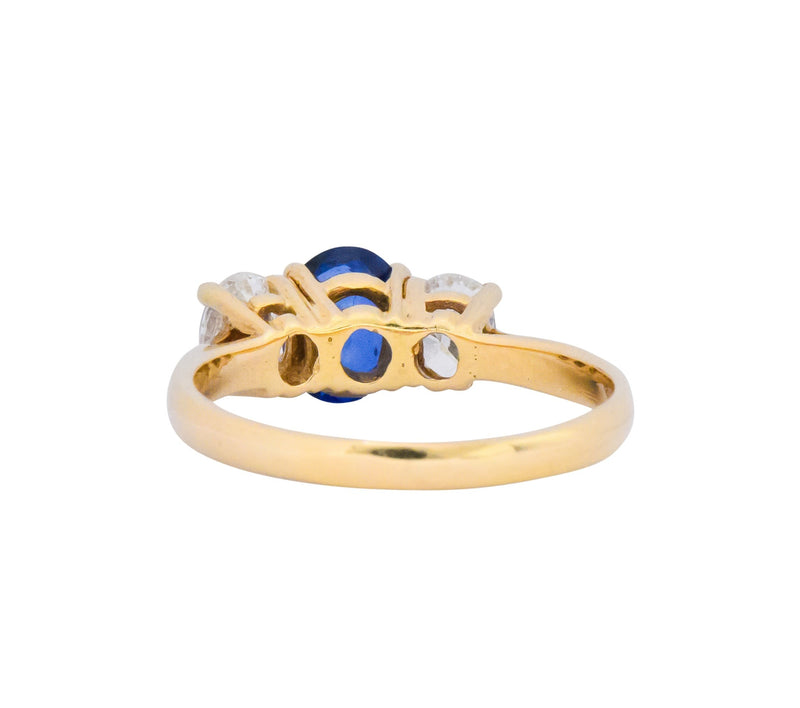 Vibrant Contemporary 1.55 CTW Sapphire Diamond 14 Karat Gold Ring Wilson's Estate Jewelry
