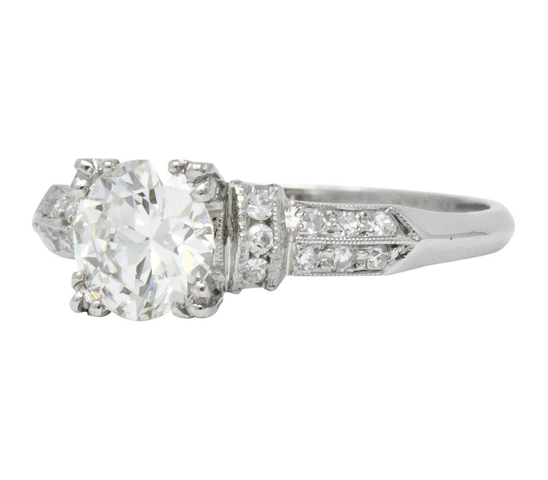 Vibrant Retro 1.15 CTW Diamond Platinum Engagement Ring - Wilson's Estate Jewelry