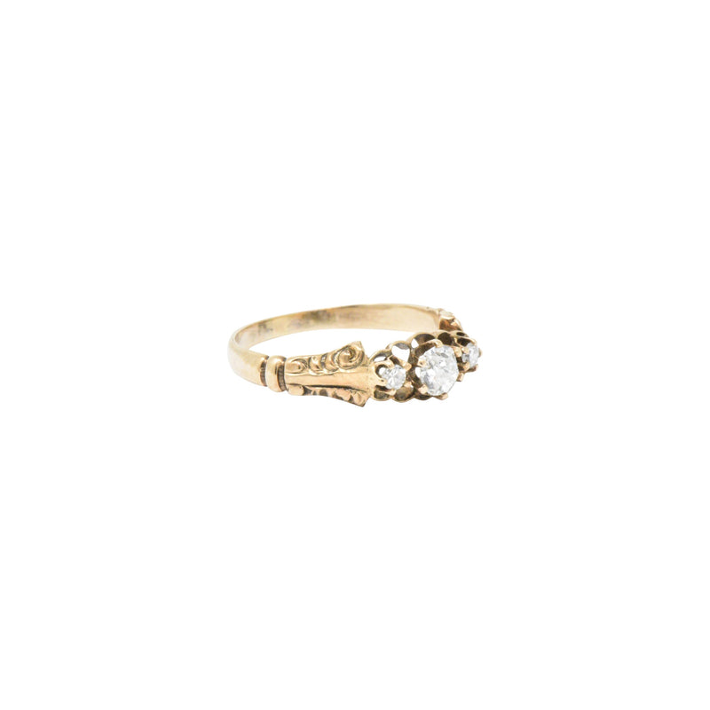 Victorian 0.29 CTW Diamond & 14K Yellow Gold Engagement Ring Wilson's Estate Jewelry
