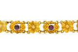 Victorian 0.45 CTW Ruby 14 Karat Gold Flower Link Bracelet - Wilson's Estate Jewelry