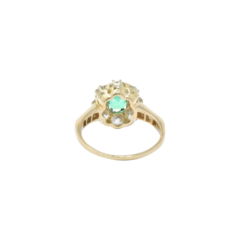 Victorian 1.45 CTW Emerald Diamond 14 Karat Gold Cluster Ring Wilson's Estate Jewelry