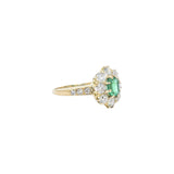 Victorian 1.45 CTW Emerald Diamond 14 Karat Gold Cluster Ring Wilson's Estate Jewelry