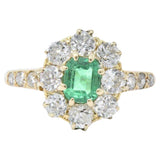 Victorian 1.45 CTW Emerald Diamond 14 Karat Gold Cluster Ring Wilson's Estate Jewelry