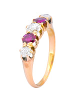 Victorian 0.51 CTW Diamond Ruby 14 Karat Gold Stackable Band Ring - Wilson's Estate Jewelry