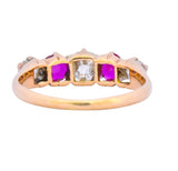 Victorian 0.51 CTW Diamond Ruby 14 Karat Gold Stackable Band Ring - Wilson's Estate Jewelry