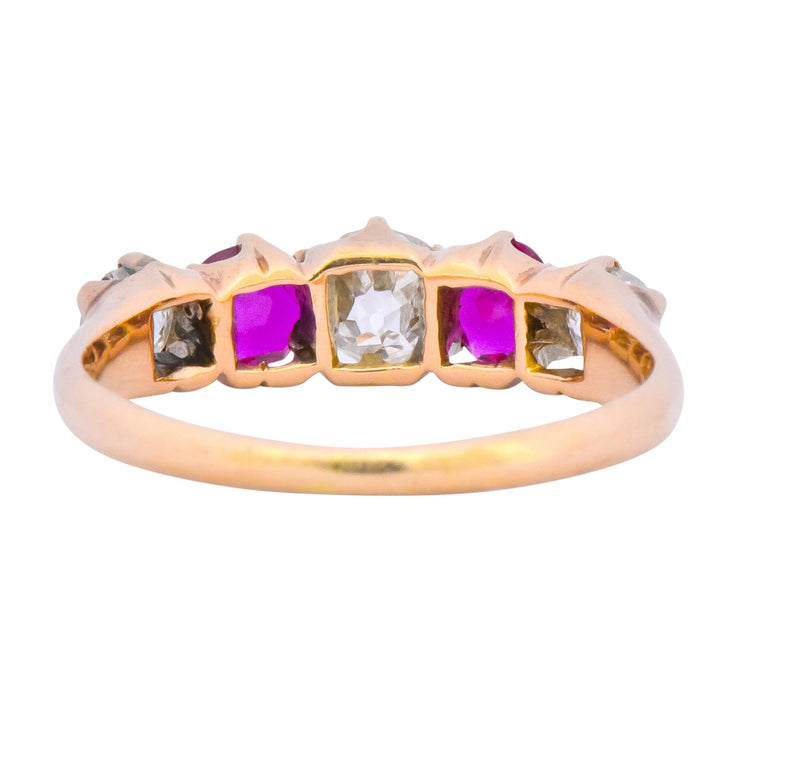 Victorian 0.51 CTW Diamond Ruby 14 Karat Gold Stackable Band Ring - Wilson's Estate Jewelry