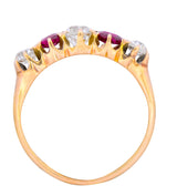 Victorian 0.51 CTW Diamond Ruby 14 Karat Gold Stackable Band Ring - Wilson's Estate Jewelry