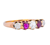 Victorian 0.51 CTW Diamond Ruby 14 Karat Gold Stackable Band Ring - Wilson's Estate Jewelry