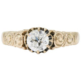 Victorian 0.57 CTW Diamond 14 Karat Rose Gold Engagement Ring GIA Wilson's Estate Jewelry
