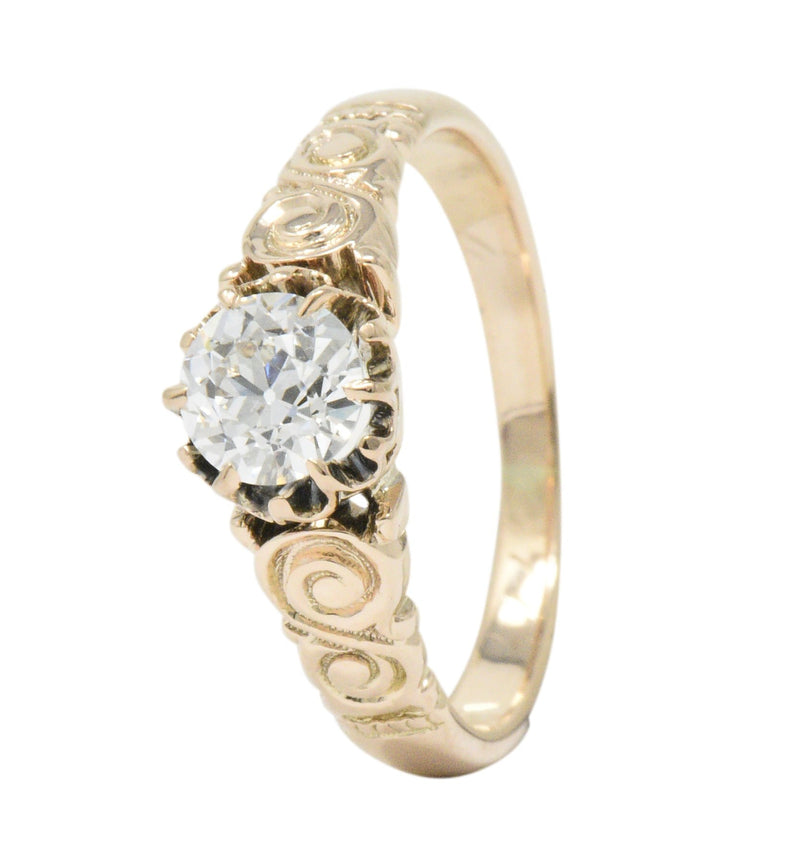 Victorian 0.57 CTW Diamond 14 Karat Rose Gold Engagement Ring GIA Wilson's Estate Jewelry