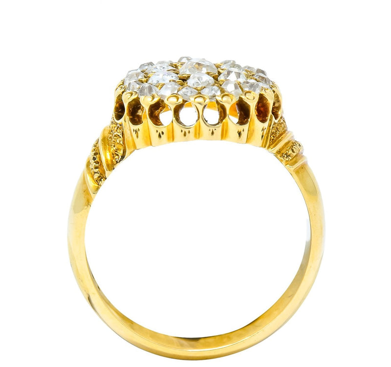 Victorian 0.70 CTW Old Mine Cut Diamond 18 Karat Gold Cluster Ring - Wilson's Estate Jewelry