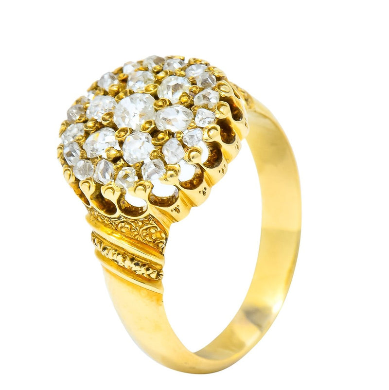Victorian 0.70 CTW Old Mine Cut Diamond 18 Karat Gold Cluster Ring - Wilson's Estate Jewelry