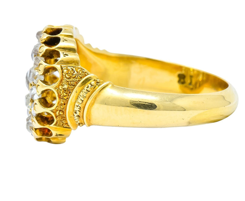 Victorian 0.70 CTW Old Mine Cut Diamond 18 Karat Gold Cluster Ring - Wilson's Estate Jewelry