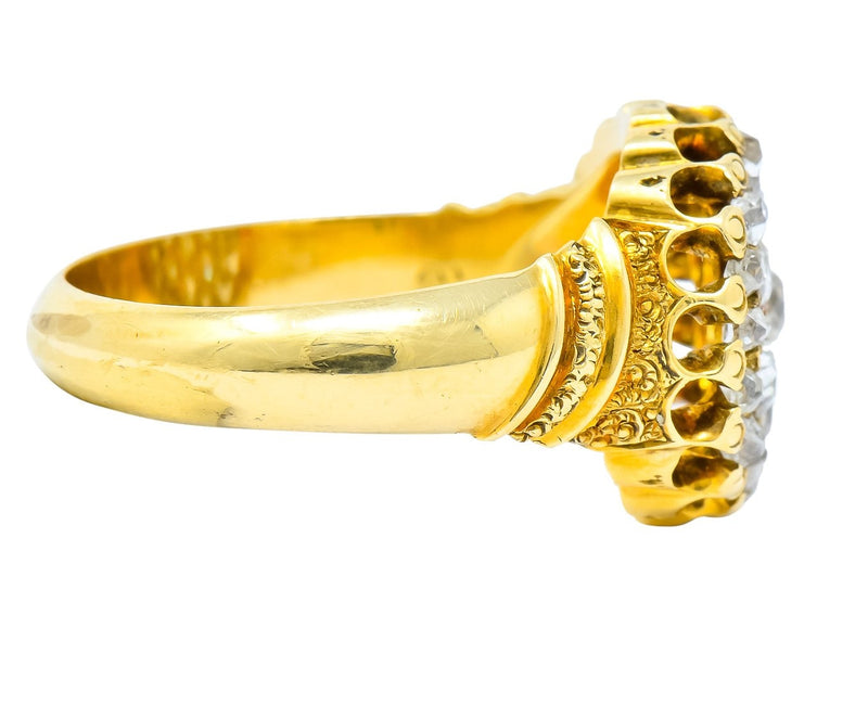 Victorian 0.70 CTW Old Mine Cut Diamond 18 Karat Gold Cluster Ring - Wilson's Estate Jewelry