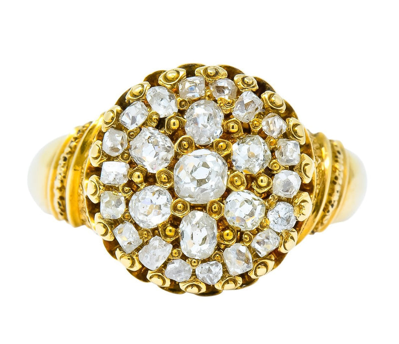 Victorian 0.70 CTW Old Mine Cut Diamond 18 Karat Gold Cluster Ring - Wilson's Estate Jewelry