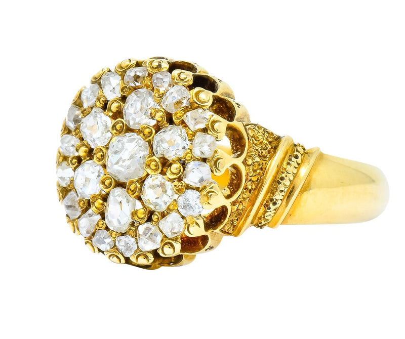 Victorian 0.70 CTW Old Mine Cut Diamond 18 Karat Gold Cluster Ring - Wilson's Estate Jewelry